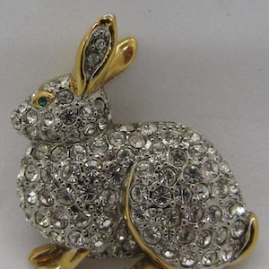 Carolee Rabbit Pave Diamante Glass Rhinestone Gold Plate Brooch