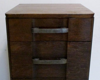 Mid-Century Modern Walnut Three-Drawer Nightstand in Style of Robsjohn-Gibbings