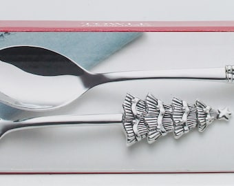 NEW Towle Holiday Wishes Two Piece Salad Serving Set, Santa and Christmas Tree