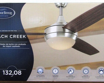 Harbor Breeze Beach Creek 44-in Brushed Nickel Indoor Ceiling Fan Model #TG44BNK