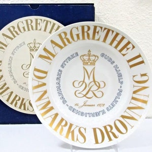 Placa y caja de edición limitada de Bing-Gondahl Margrethe II Danmarks Droneing de 1972