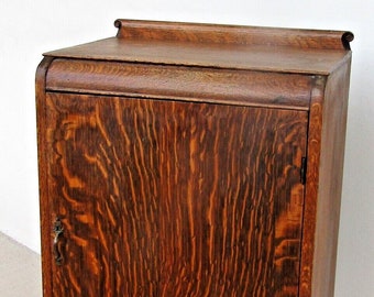 PICK UP ONLY - Antique Sheet Music Tiger Oak Cabinet, Record Cabinet, Side Table