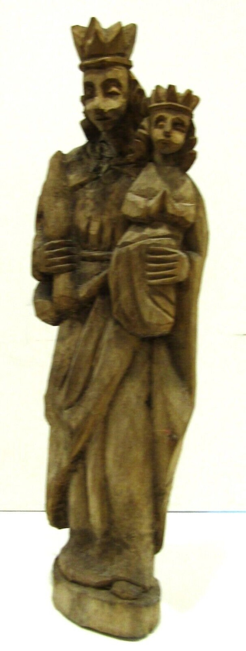 Antique 18th Century Tall Carved Wood Madonna and Child Statue - Etsy