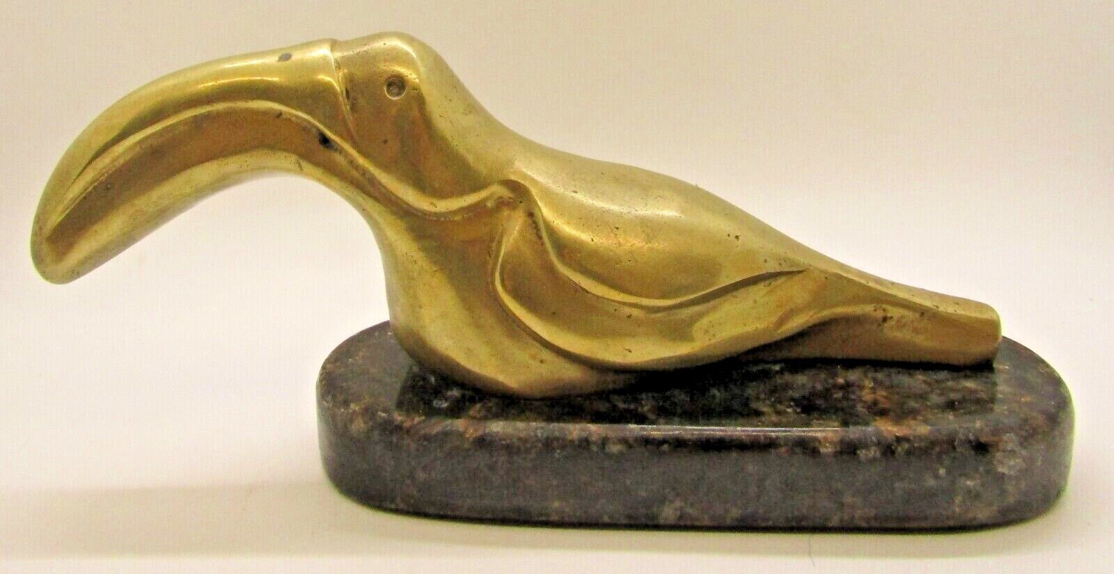 Mid-century Modern Solid Brass Toucan Sculpture on Marble Base -  Canada