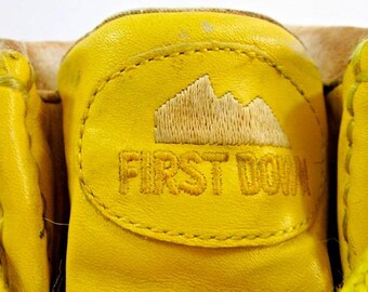 Men\'s First Down Yellow Leather Ankle High Boots Size 10.5 Men main image 4