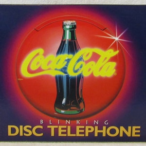 Vintage 1995 COCA COLA Button Round Disc Blinking Landline Telephone in Box