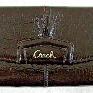 Coach Brown Leather Checkbook Wallet - Etsy