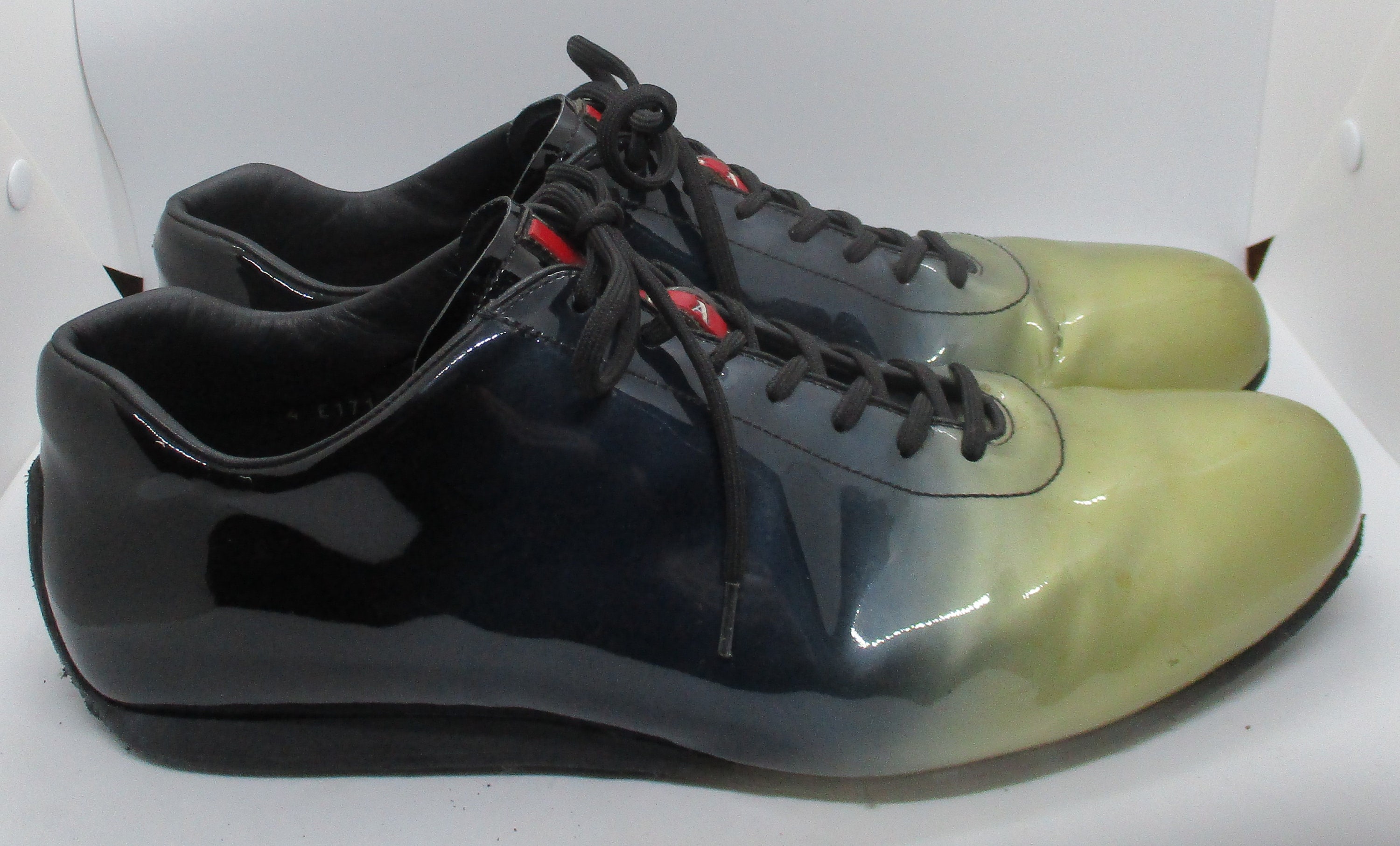 Heren PRADA Maat 11 Navy \u0026Grey Ombre Lakleren Sneakers - Etsy België