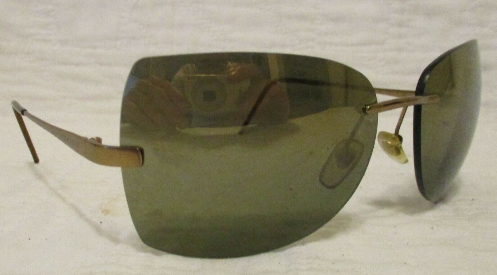 Vintage Giorgio Armani Rimless Sunglasses Gold With Gray  display picture 1