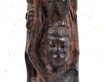 Vintage Makonde Tree of Life Ujamaa Wood Carving Sculpture