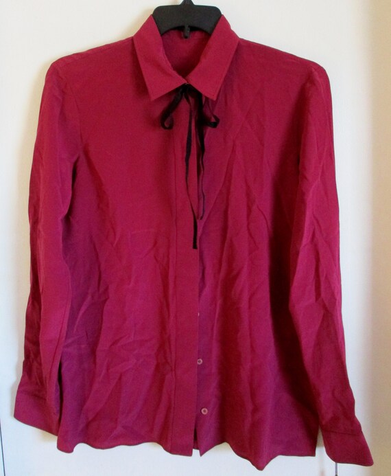 Women's Gucci Shirt GERANIO Wine Silk Crepe de Chi
