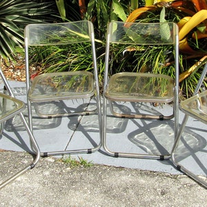 1960s Vintage Transparent Folding Lucite Chairs - Set of 4