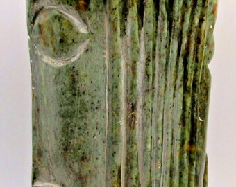 Guatemalan Jadeite Jade Mayan Warrior 11.5" Carving with Two Faces and Headdress