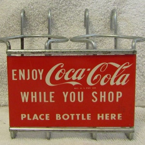 Vintage Disfrute de COCA-COLA mientras compra Carrito de compras Portabotellas de metal para refrescos