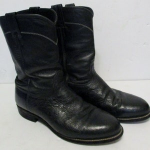 Men&#39;s Larry Mahan Stingray Leather Western Cowboy Boots Size 9 E Black Pull On
