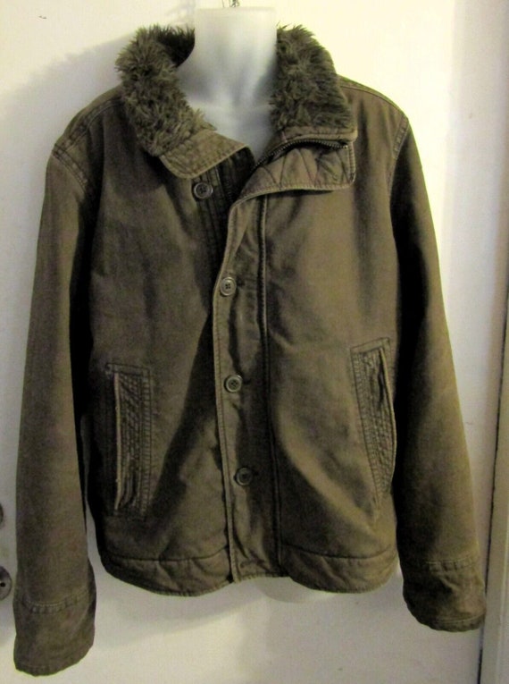 Mens Abercrombie & Fitch Adirondack Jacket Sherpa Lined Army Green