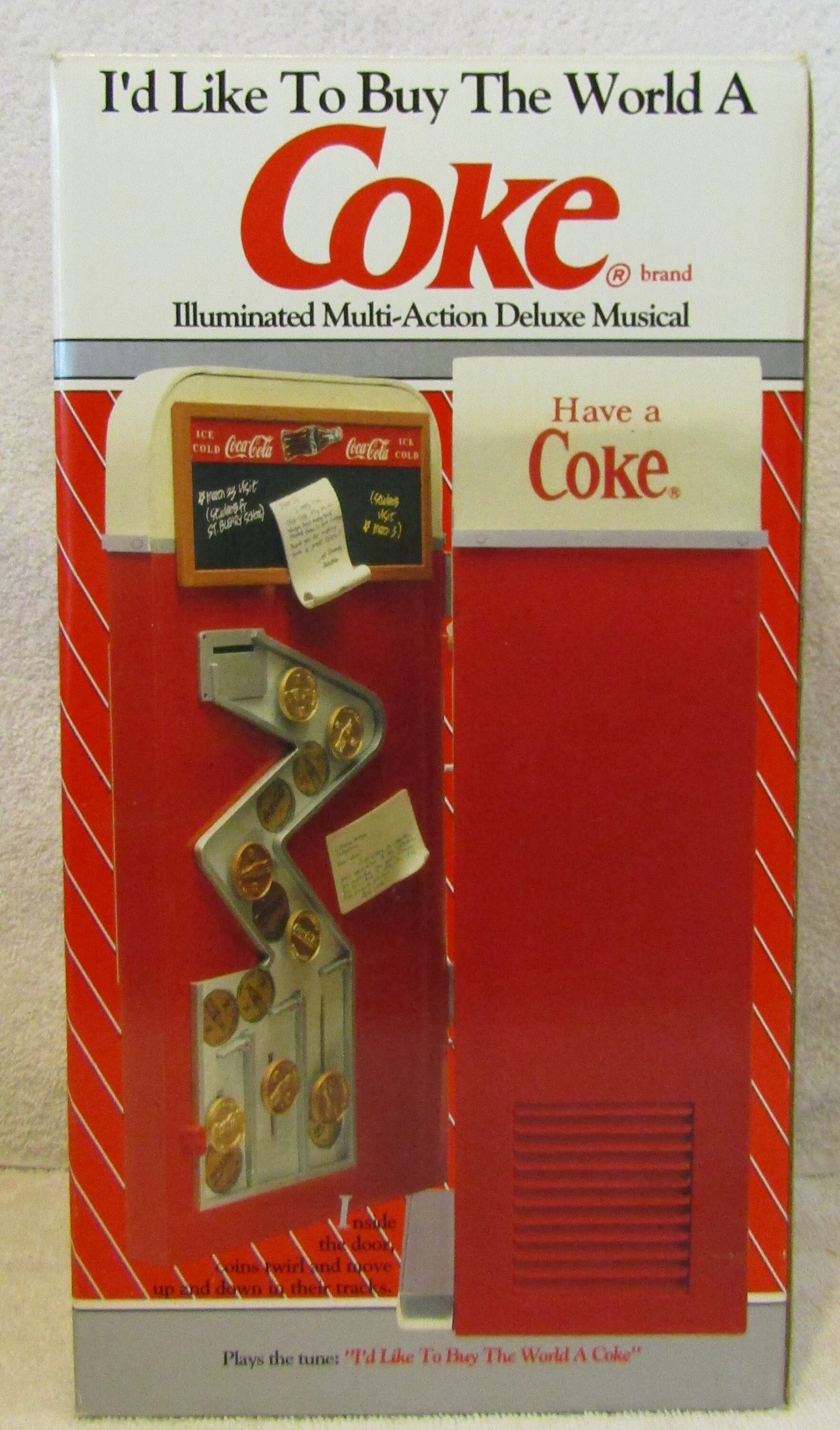 New Enesco I’d Like to Buy the World a Coke Illuminated Musical Bank 1993
