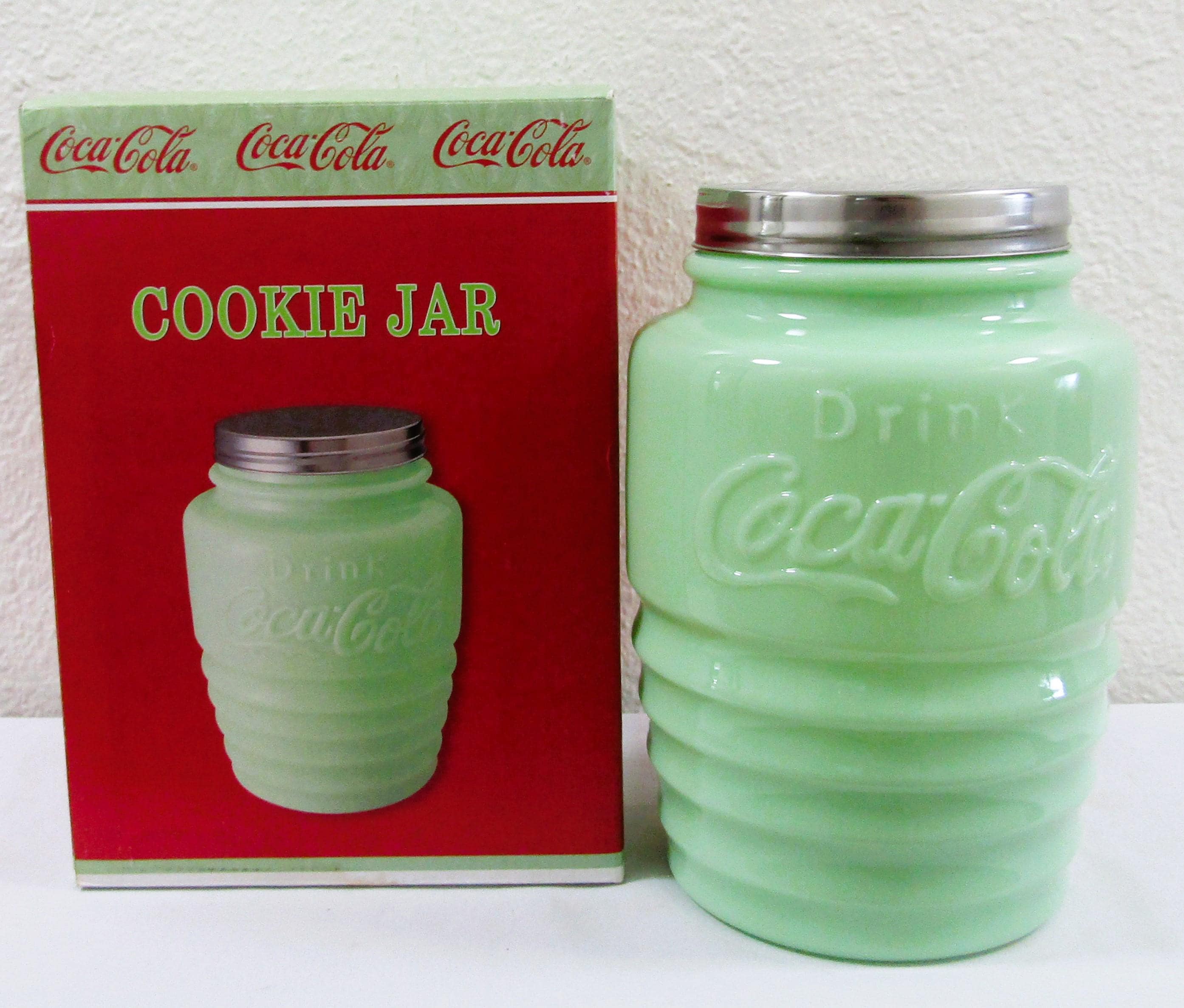 New Coca-cola Cookie Jar Handmade Jade Glass With Box - Etsy