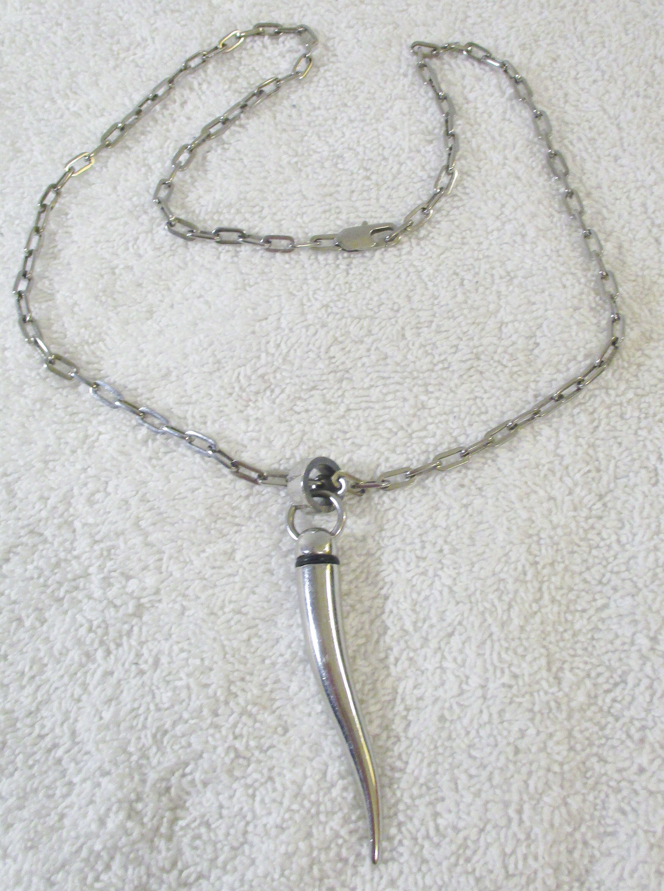 Dolce & Gabbana Men D&G Silver Necklace Corno Rhinestone
