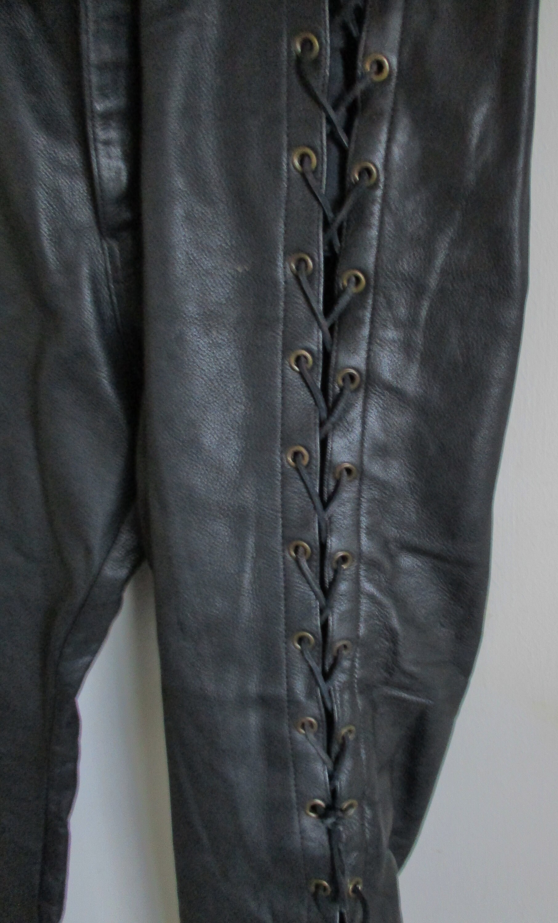 Vintage Interstate Leather Lace Outer Legs Black Leather Pants - Etsy
