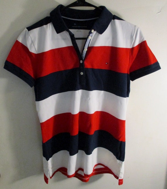 Tommy hilfiger red and white striped best sale shirt
