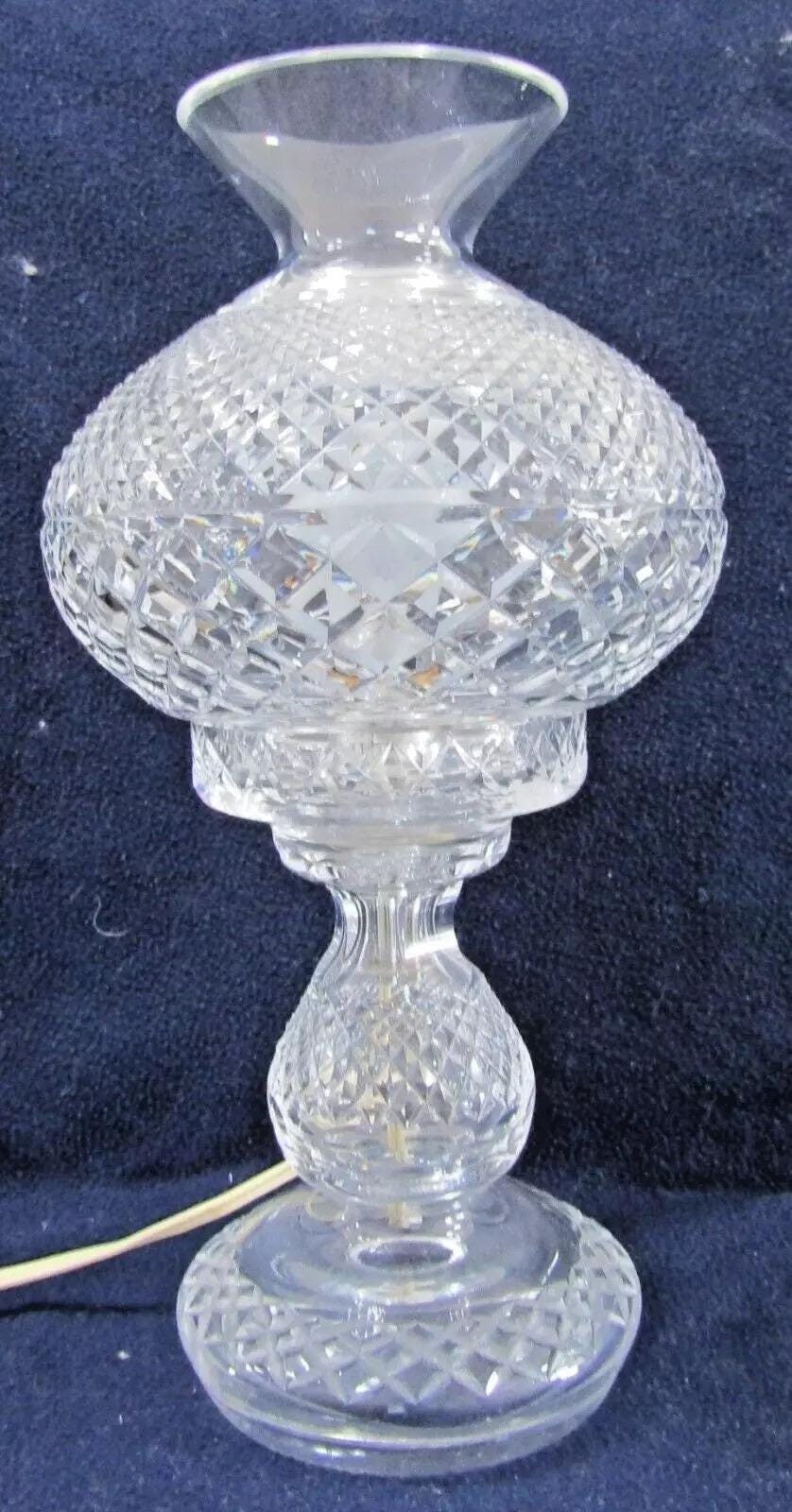 Vintage Waterford Crystal 13 3/4" Tall Alana 2 Piece Hurricane Lamp