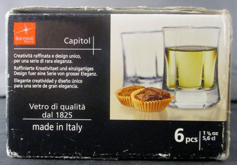 Set of 12 Bormioli Rocco Italian Capitol Shot Glasses Clear 1-78 oz Octagon