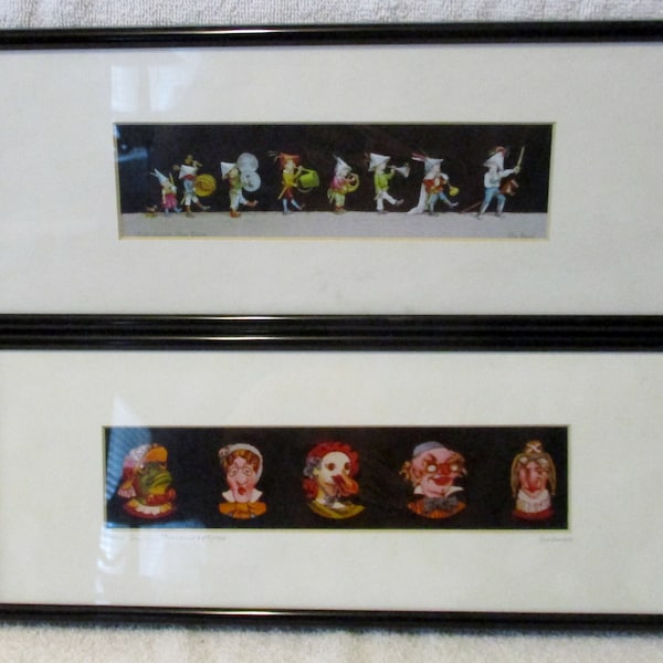 Set of Two Framed behind Glass Magic Lantern Slide Prints by Patricia Burke