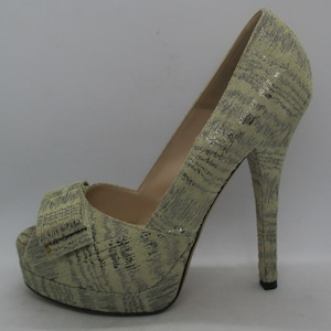 FENDI Peep Toe Stiletto Heel Pumps Snakeskin Pattern Size EU 39.5 US 8.5