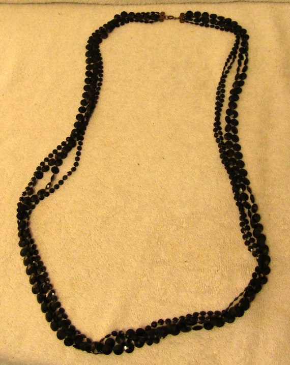 Antique Victorian 46" Black Four Strand Mourning N