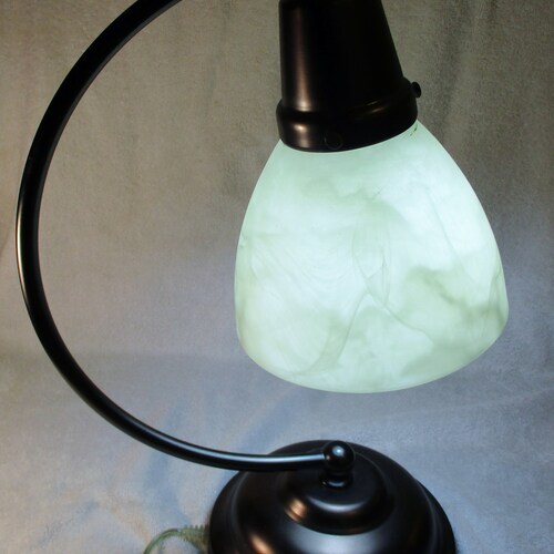 OttLite Bronze Antique shops Style Marble Shade Table Desk Lamp E13DY1