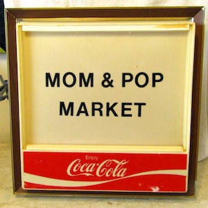 Vintage Coca-Cola Mom & Pop Market 21&quot; Square Double Sided Lighted Sign