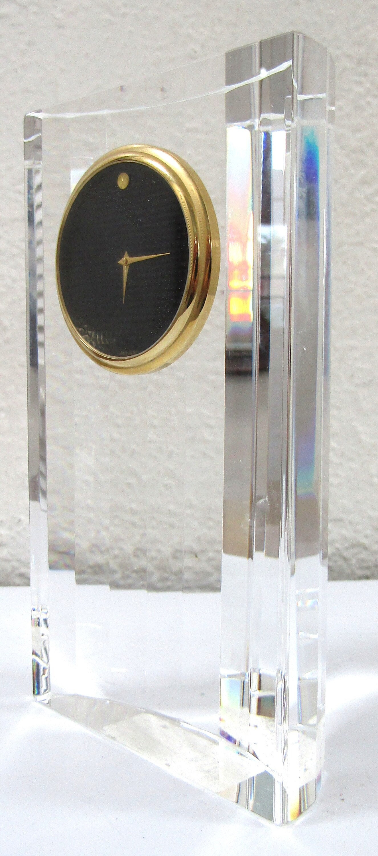 MOVADO Crystal Desk Clock Museum Dial Crystal Pillar Clock,