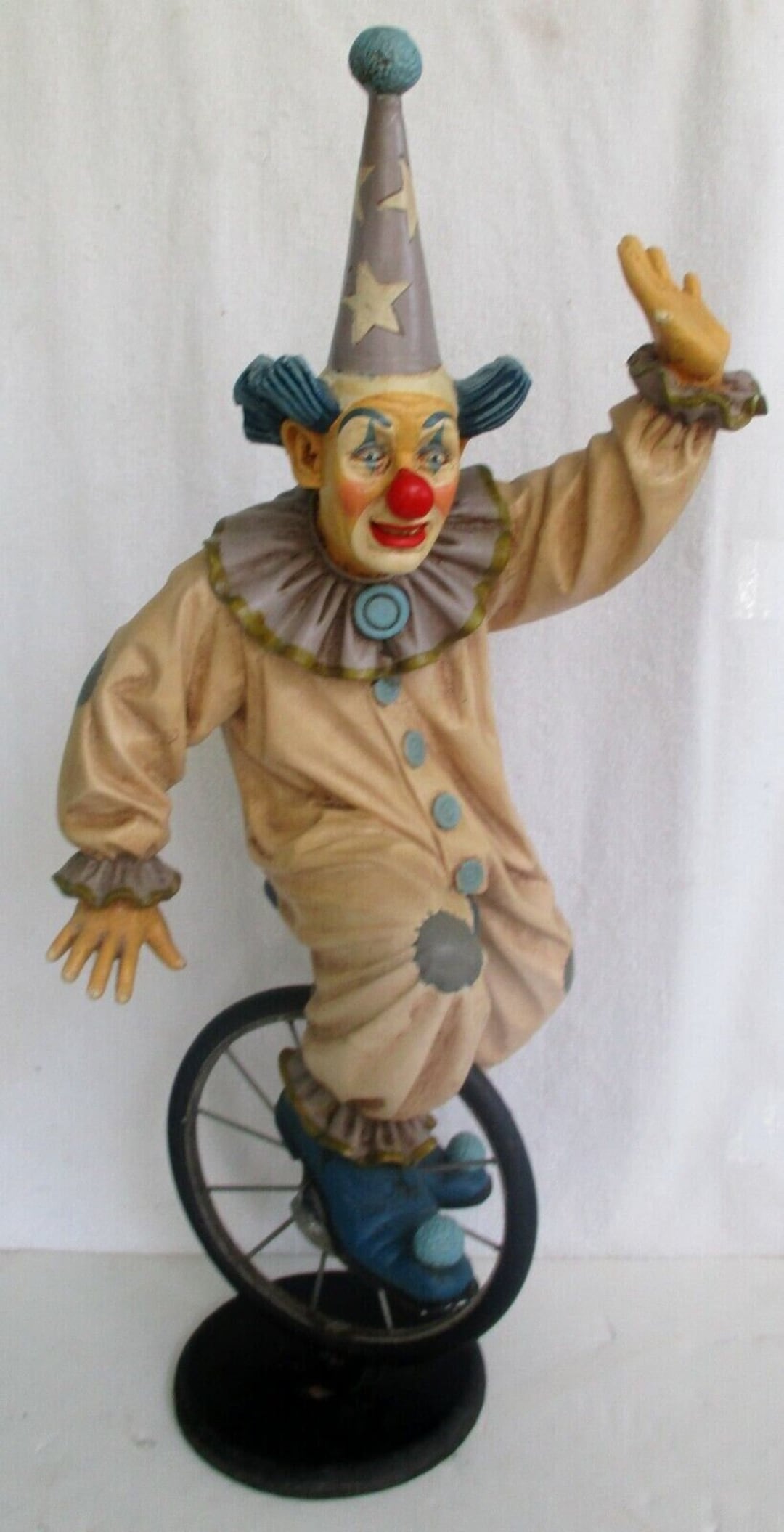 Vintage Jun Asilo Signed 1956 Clown Riding a Unicycle Etsy