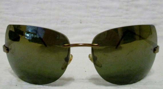 Vintage Giorgio Armani Rimless Sunglasses Gold With Gray 