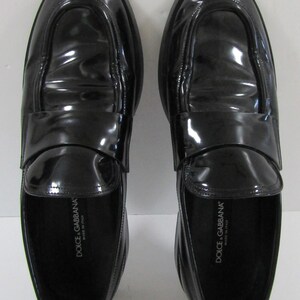 Dolce and Gabbana Mocassino Spazzolato Glossy Black Penny Loafers Size 11 Dolce and Gabbana Mocassino Spazzolato Penny Loafer. Brand  main image 3
