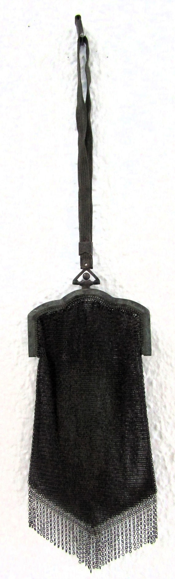 Antique Victorian Metal Mesh Mourning Purse with S