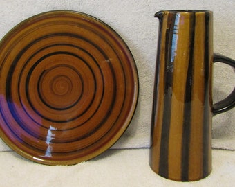 Muchelney John Leach Studio Pottery Stoneware Gloucester High Gloss Spiral Plate