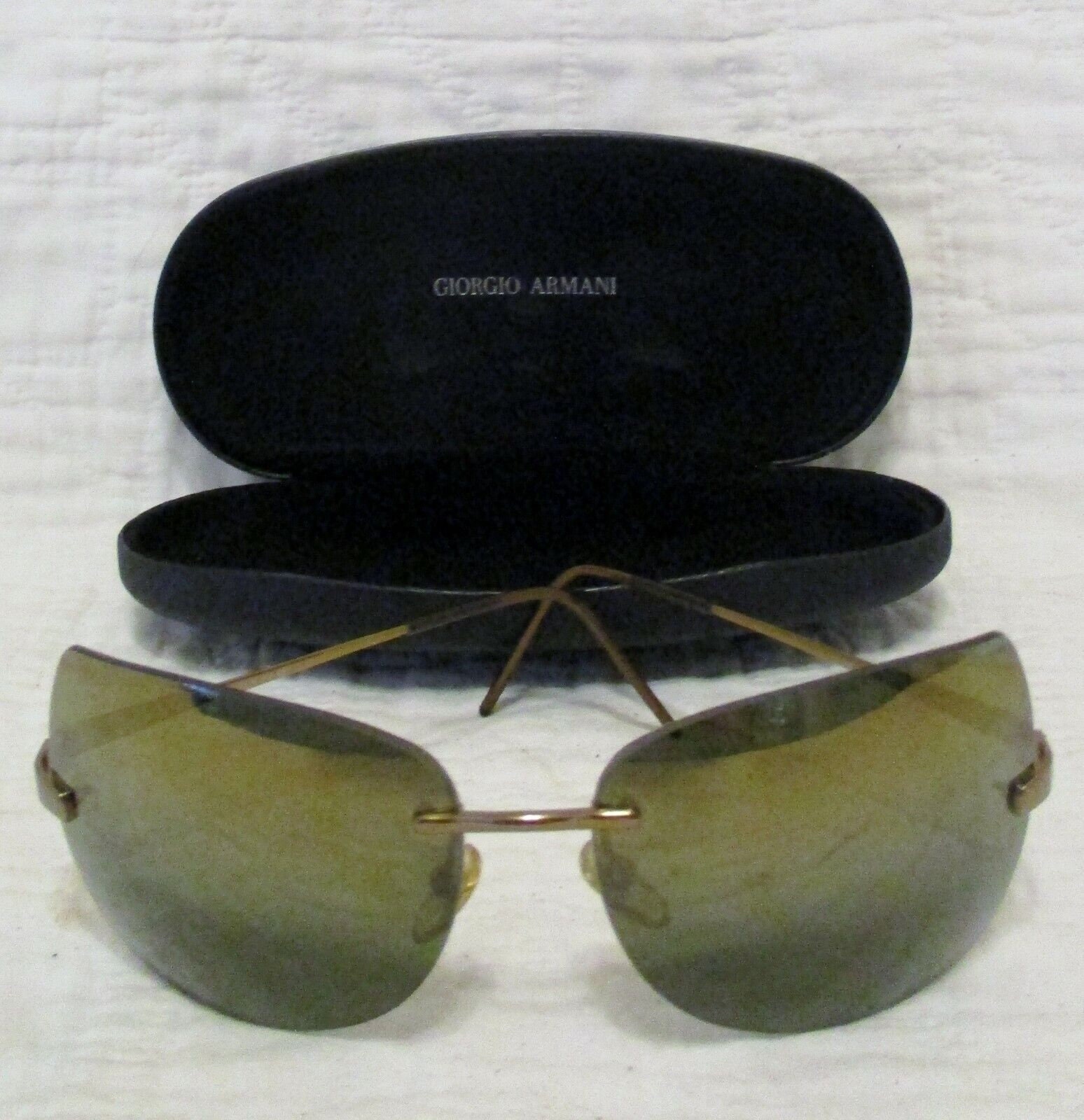 Vintage Giorgio Armani Rimless Sunglasses Gold With Gray  display picture 3