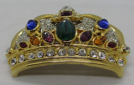 Swarovski Regal Crown Brooch Rhinestone and Pave - image 3