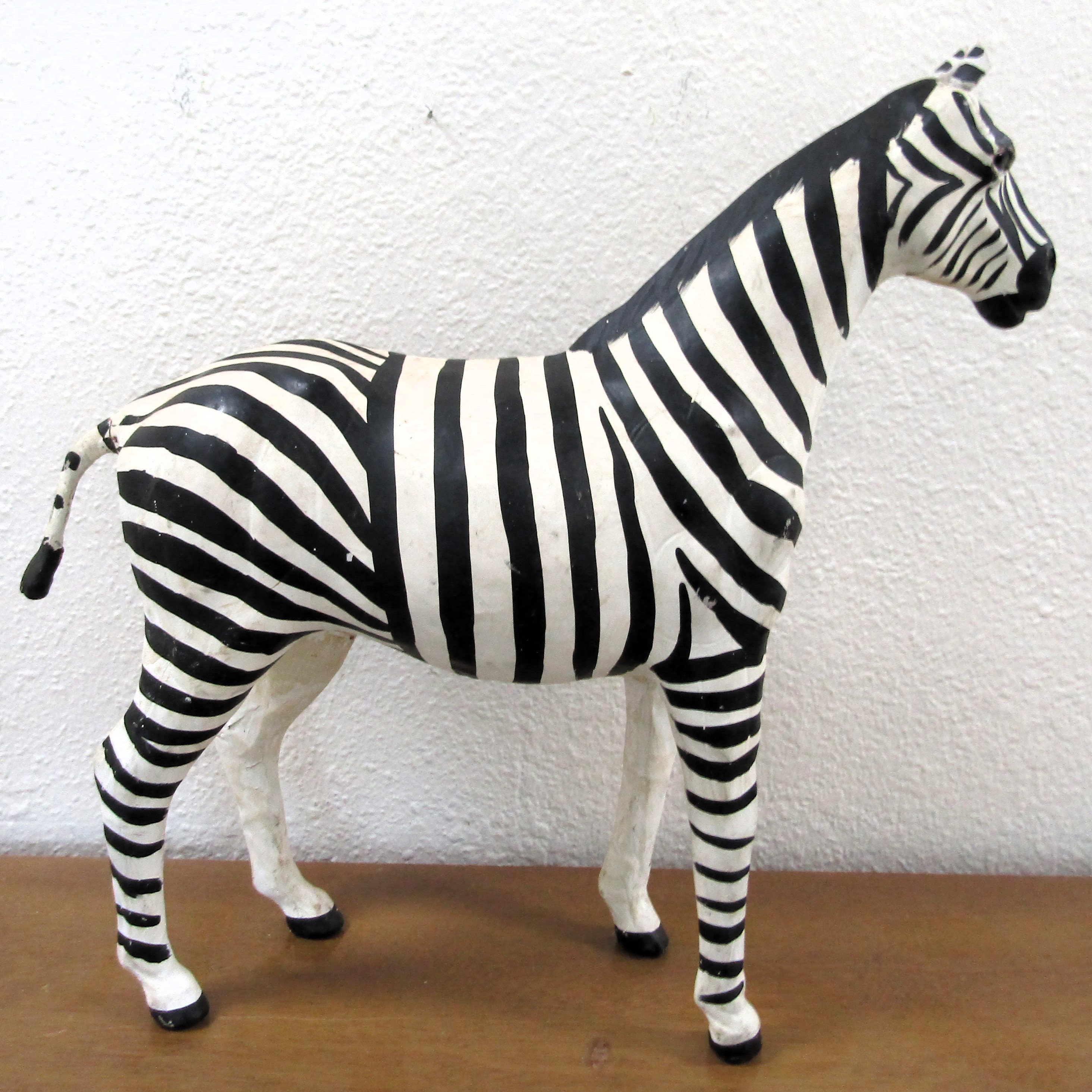 Vintage Genuine Leather Wrapped Zebra Sculpture 19