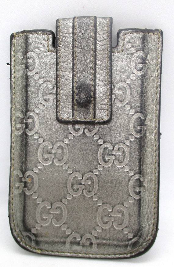 Gucci Embossed GG Silver Leather Card Case
