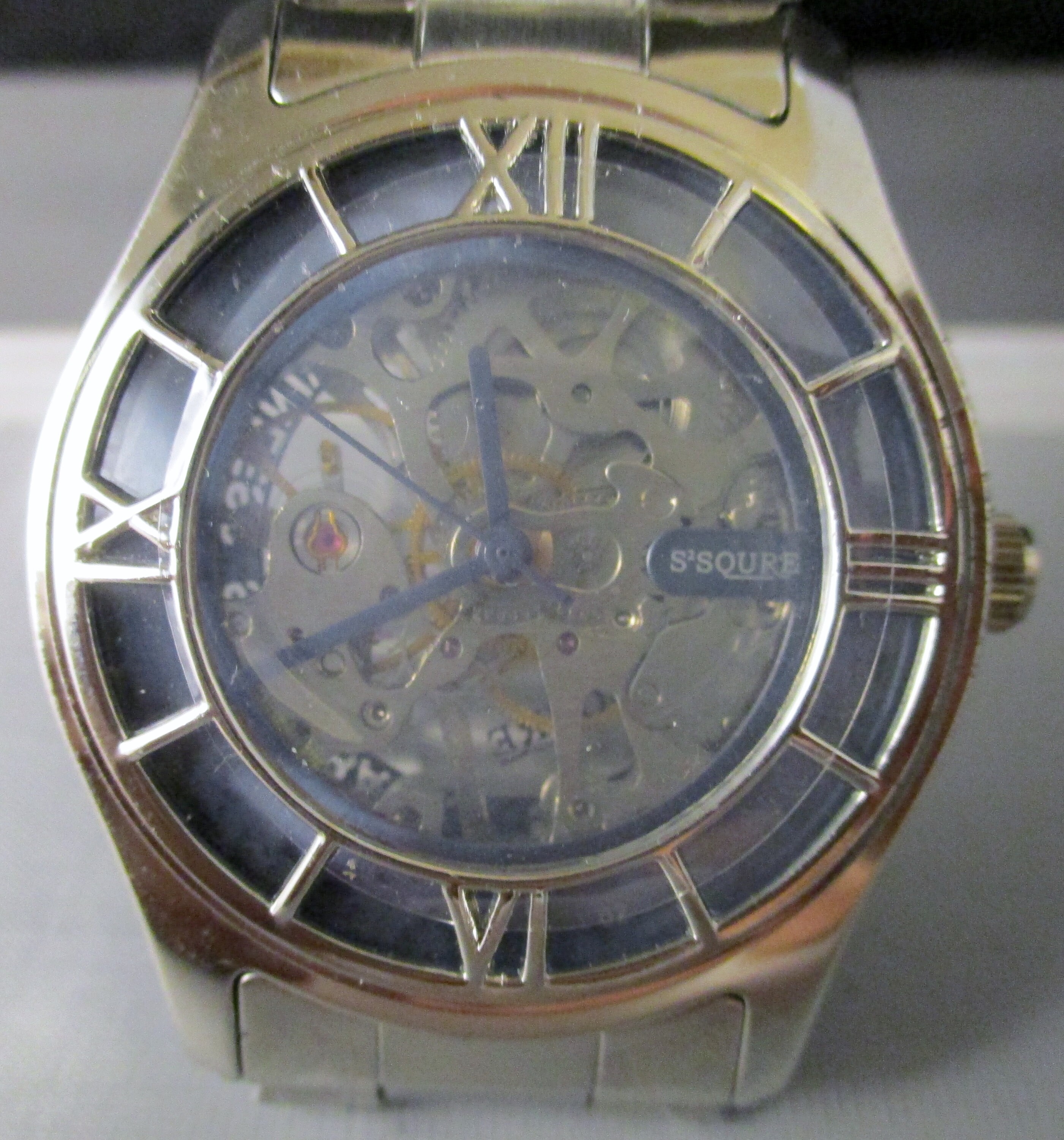 Men's New S'SQURE Brand Round Stainless Steel Skeleton Watch Men's New S'SQURE Brand Round Stainless Steel Skeleton Watch