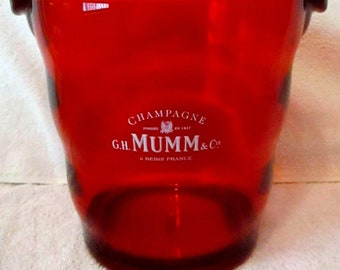 Vintage 1980's Red Lucite G.H. Mumm & Cie Champagne Bucket Ice Bucket Cooler