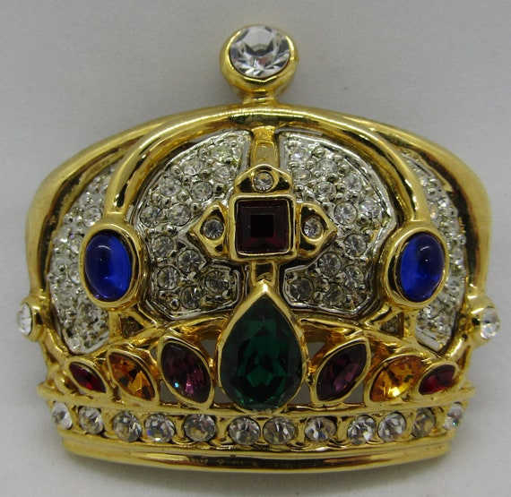 Swarovski Regal Crown Brooch Rhinestone and Pave - image 1