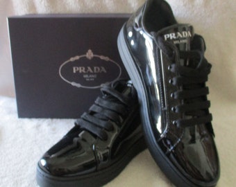 Women s Prada Calzature Donna Nero Vernice Black Sneakers US 10.5 EUR 41 Etsy Australia