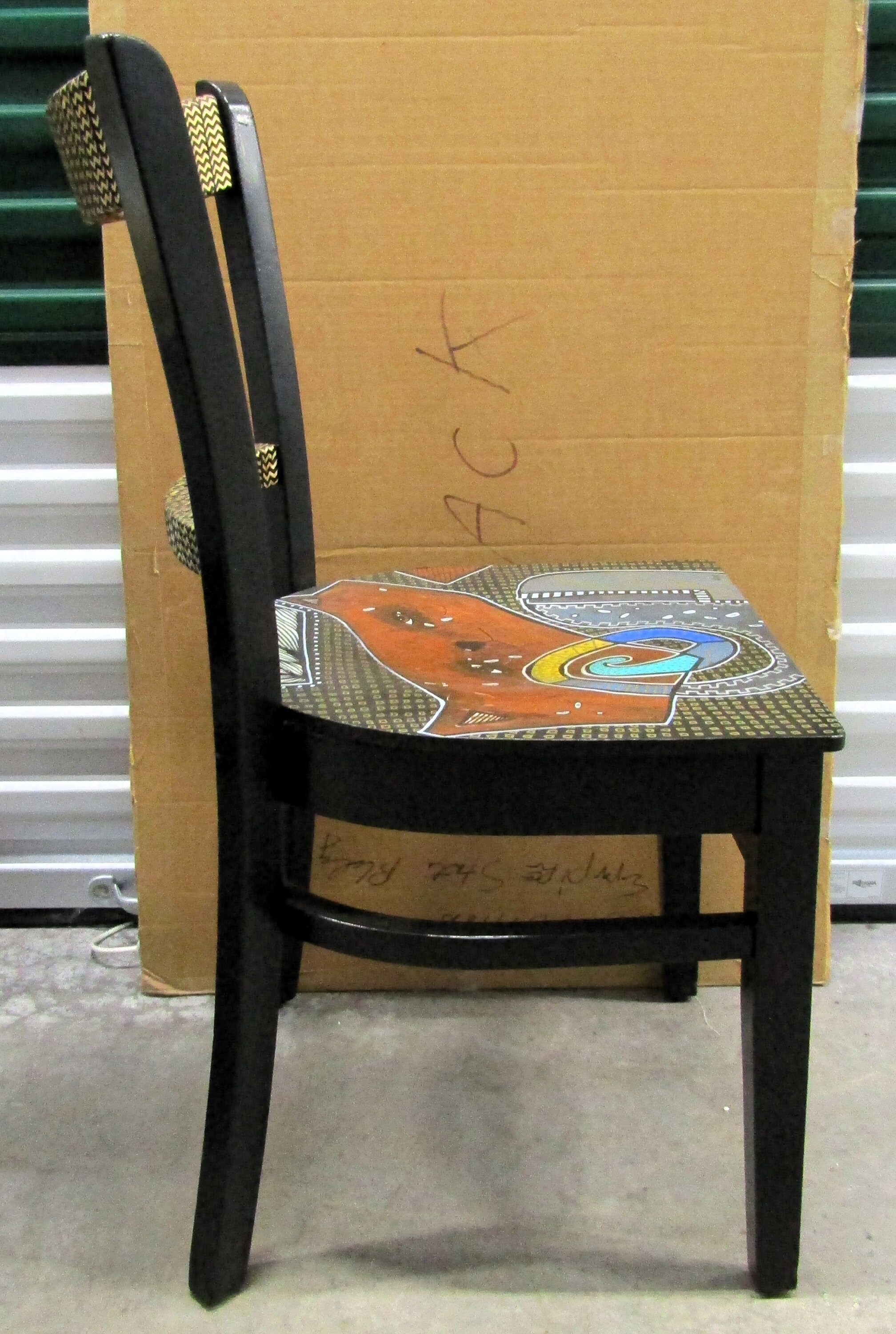 Vanessa Iacono Signed Abstract Face Functional Art Painted Accent Chair ...