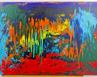 Artist Mark Adler Original Abstract Acrylic Dynamic Dripping Painting on Canvas
