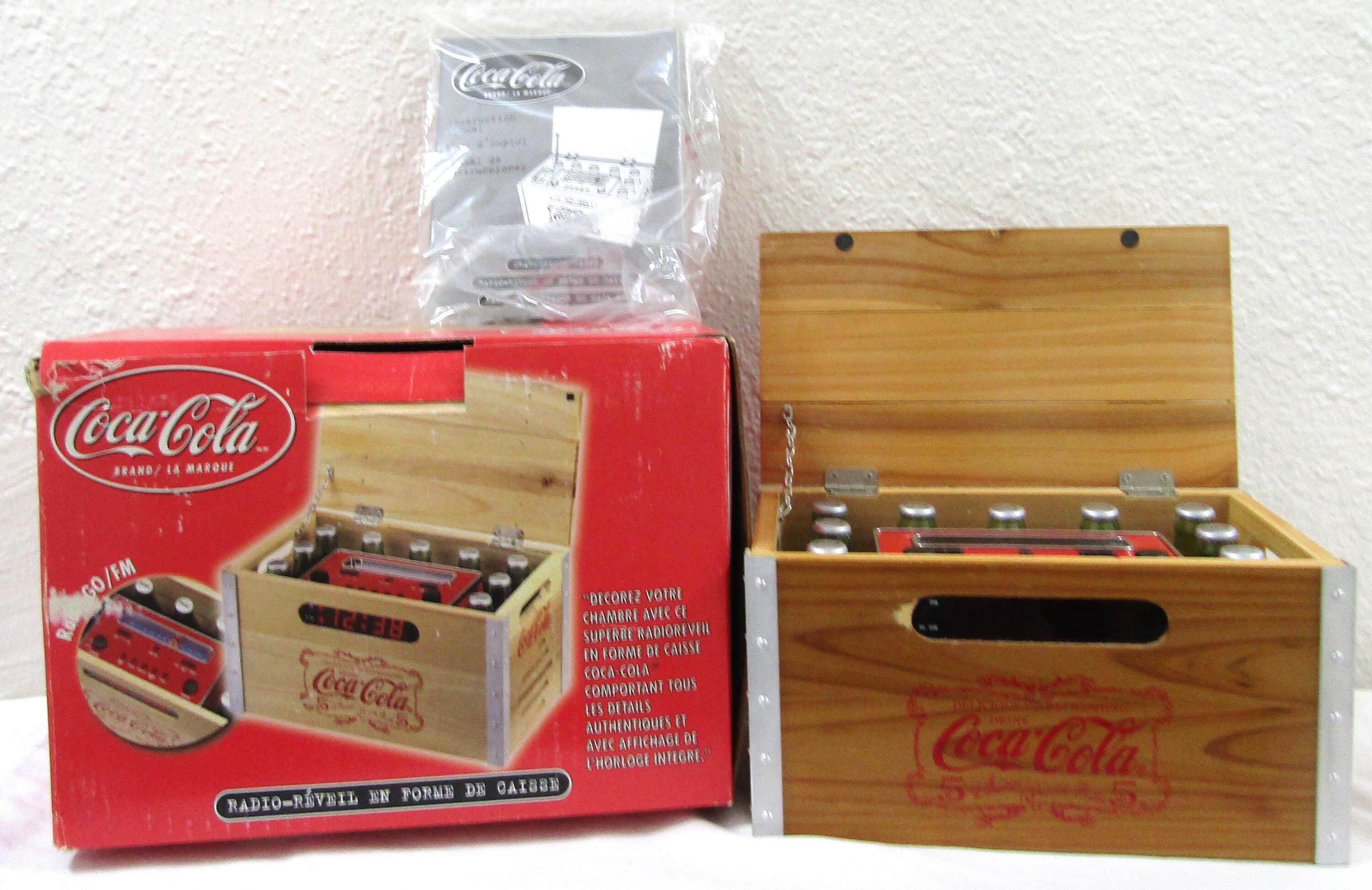 New Retired Coca-cola Wood Crate FM AM Digital Alarm Clock Radio