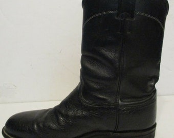 Men\'s Larry Mahan Stingray Leather Western Cowboy Boots Size 9 E Black Pull On Men main image 4